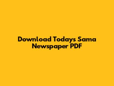 Download Today's Sama Newspaper PDF