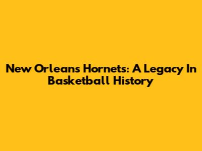 New Orleans Hornets: A Legacy In Basketball History