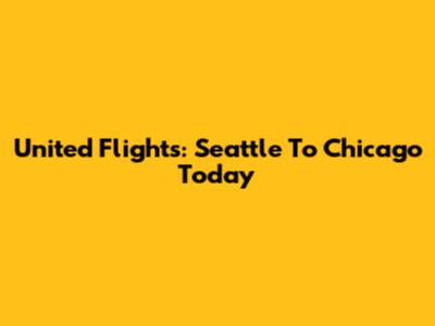 United Flights: Seattle To Chicago Today